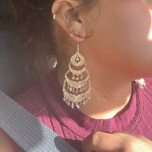 14 kt gold chandelier earrings